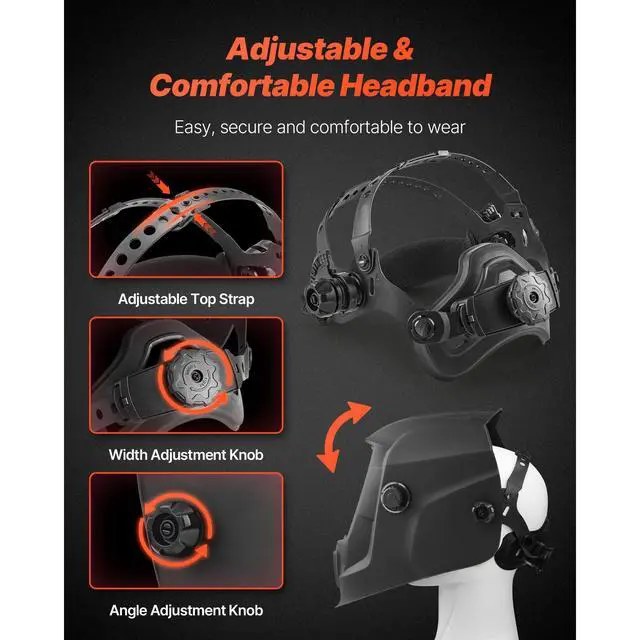 Alt view image 6 of 8 - VEVOR Welding Helmet Auto Darkening 3.66" x 1.69" True Color Mask Shade 4/9-13