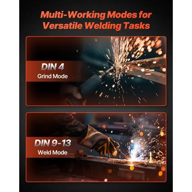 Alt view image 7 of 8 - VEVOR Welding Helmet Auto Darkening 3.66" x 1.69" True Color Mask Shade 4/9-13