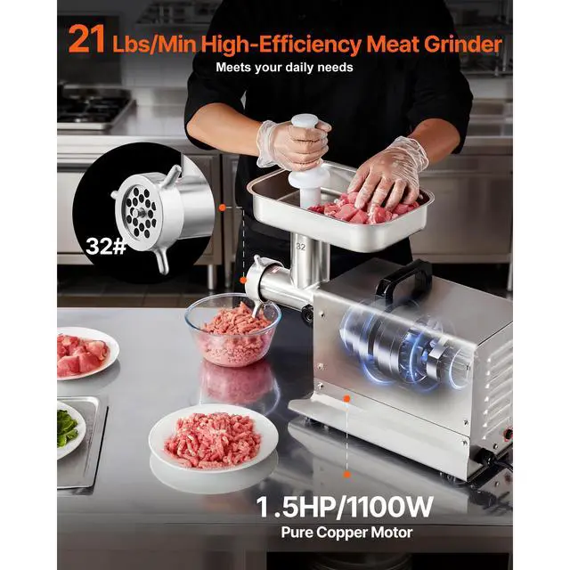 Alt view image 9 of 14 - VEVOR Commercial Electric Meat Grinder 21 Lbs/Min Sausage Stuffer Maker Kitchen