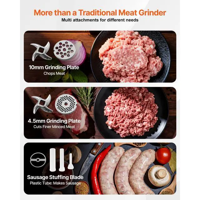 Alt view image 10 of 14 - VEVOR Commercial Electric Meat Grinder 21 Lbs/Min Sausage Stuffer Maker Kitchen