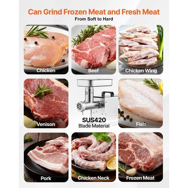 Alt view image 11 of 14 - VEVOR Commercial Electric Meat Grinder 21 Lbs/Min Sausage Stuffer Maker Kitchen