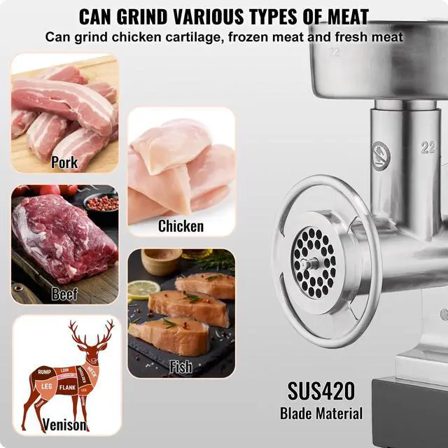 Alt view image 11 of 14 - VEVOR Commercial Electric Meat Grinder 6 Lbs/Min Sausage Stuffer Maker Kitchen