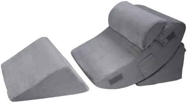 Alt view image 8 of 14 - Orthopedic Bed Wedge Pillow 4 Pcs Adjustable for GERD Sleep Back Leg Neck