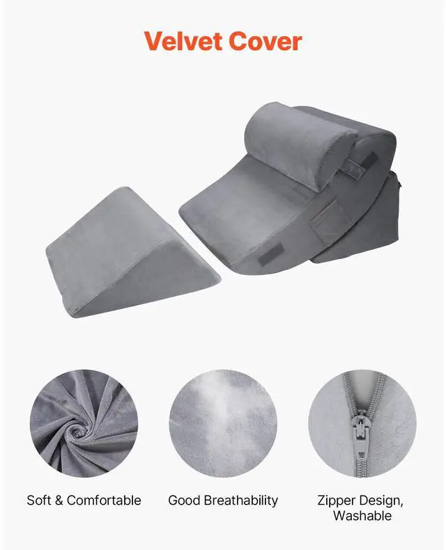 Alt view image 10 of 14 - Orthopedic Bed Wedge Pillow 4 Pcs Adjustable for GERD Sleep Back Leg Neck