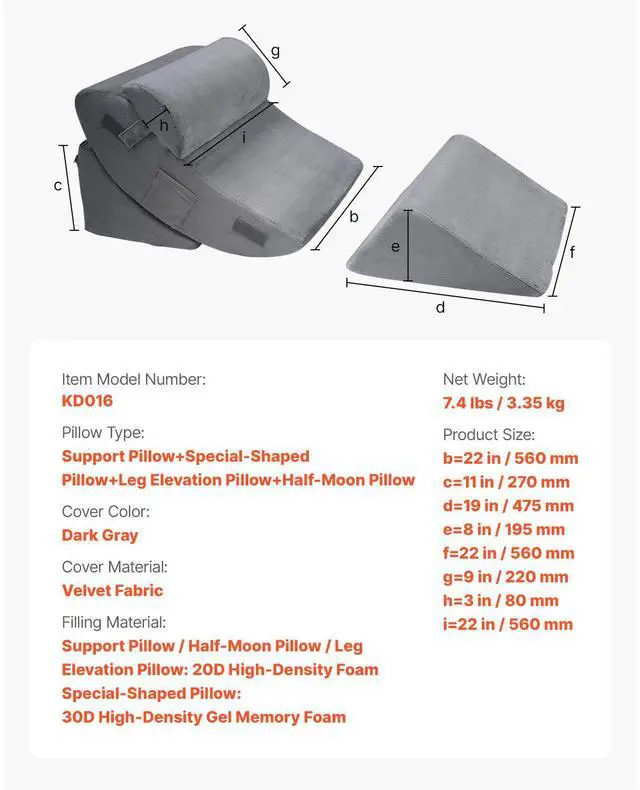 Alt view image 14 of 14 - Orthopedic Bed Wedge Pillow 4 Pcs Adjustable for GERD Sleep Back Leg Neck