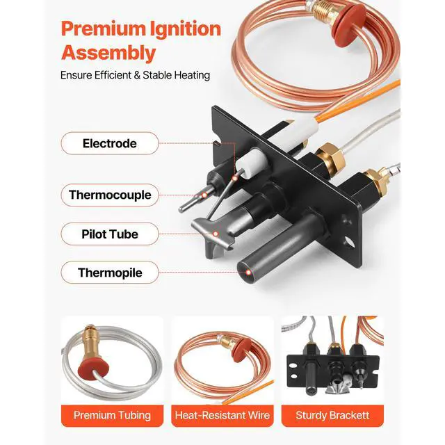 Alt view image 2 of 7 - VEVOR Gas Pilot Assembly, OE 485-510A,4021-736,2103-010 Fireplace Gas Pilot Assembly Kit, Natural Gas Ignition Replacement, Compatible with Quadra-Fire, Heat & Glo, Heatilator Models,Black