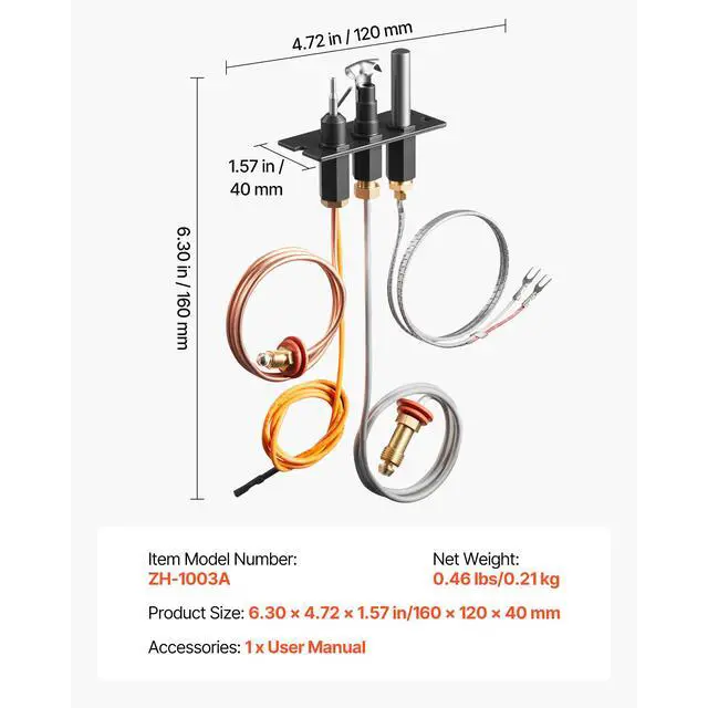 Alt view image 7 of 7 - VEVOR Gas Pilot Assembly, OE 485-510A,4021-736,2103-010 Fireplace Gas Pilot Assembly Kit, Natural Gas Ignition Replacement, Compatible with Quadra-Fire, Heat & Glo, Heatilator Models,Black