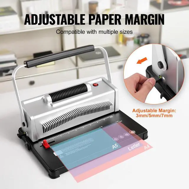 Alt view image 6 of 10 - VEVOR Coil Spiral Binding Machine, Manual Book Maker with Electric Binding, 46-Holes Binding 500 Sheets Punch Binder, with 100pcs 5/16'' Coil Binding Spines, for Letter Size, A4, A5