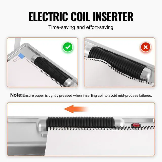 Alt view image 7 of 10 - VEVOR Coil Spiral Binding Machine, Manual Book Maker with Electric Binding, 46-Holes Binding 500 Sheets Punch Binder, with 100pcs 5/16'' Coil Binding Spines, for Letter Size, A4, A5