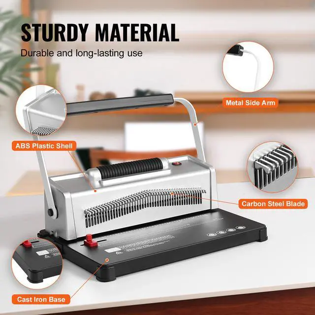 Alt view image 8 of 10 - VEVOR Coil Spiral Binding Machine, Manual Book Maker with Electric Binding, 46-Holes Binding 500 Sheets Punch Binder, with 100pcs 5/16'' Coil Binding Spines, for Letter Size, A4, A5