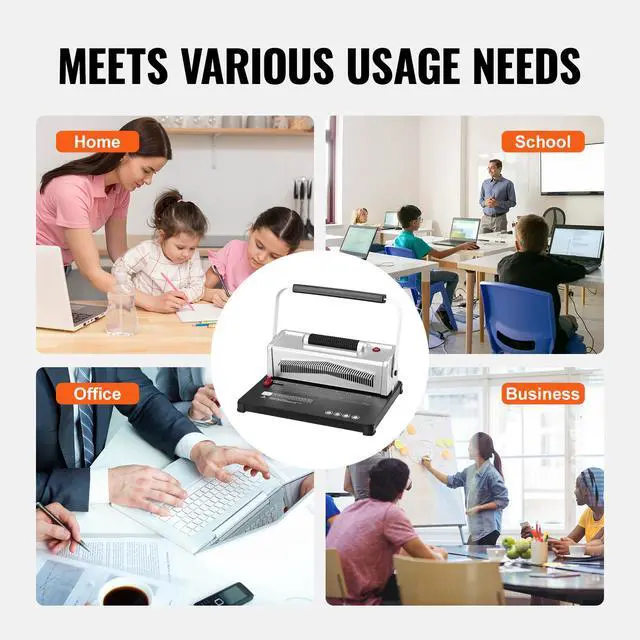 Alt view image 9 of 10 - VEVOR Coil Spiral Binding Machine, Manual Book Maker with Electric Binding, 46-Holes Binding 500 Sheets Punch Binder, with 100pcs 5/16'' Coil Binding Spines, for Letter Size, A4, A5