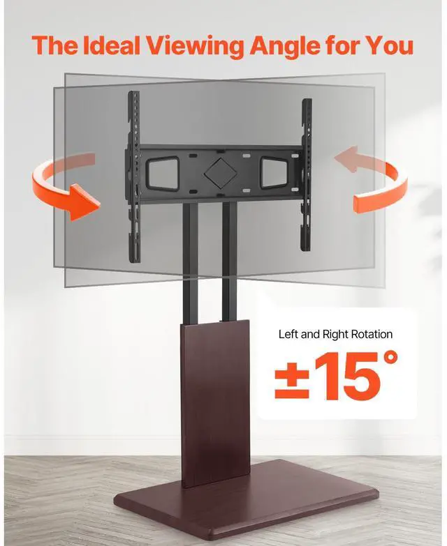 Alt view image 12 of 14 - VEVOR Universal TV Stand, Table Top TV Stand for 32-70 inch Screens, Swivel and Height Adjustable TV Mount Stand Holds up to 99 lbs with Power Strip, for Living Room, Bedroom, MAX VESA 600 x 400 mm