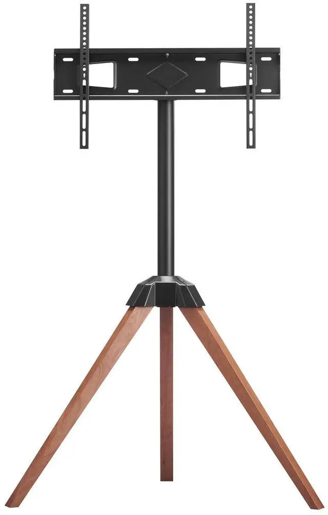 Alt view image 3 of 9 - VEVOR Tripod Easel TV Stand, for 40-65 inch Flat Screen/Curved TVs Up to 99 lbs, 18° Left-Right Rotation Portable TV Stand with Oak Wood Legs, for Bedroom, Living Room, Studio, MAX VESA 600 x 400 mm