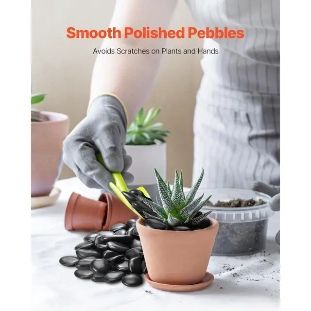 Alt view image 5 of 8 - VEVOR Natural River Rocks 1-2 in 15 lbs Decorative Smooth Black Garden Pebble Stones