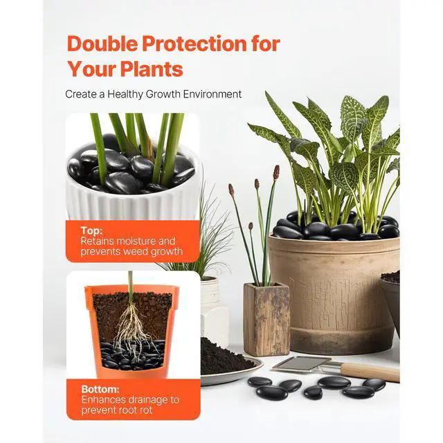 Alt view image 6 of 8 - VEVOR Natural River Rocks 1-2 in 15 lbs Decorative Smooth Black Garden Pebble Stones