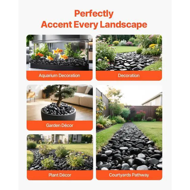 Alt view image 7 of 8 - VEVOR Natural River Rocks 1-2 in 15 lbs Decorative Smooth Black Garden Pebble Stones