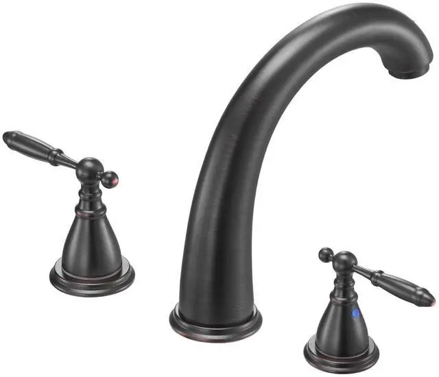 Alt view image 2 of 8 - VEVOR Roman Tub Faucet, 3 Hole Waterfall Bathtub Faucet, Gooseneck Bath Tubs Faucets Set with 2 Handles, Roman Tub Faucets Deck Mount for Pet Washing, Adult Bathing, Bronze, Temperature Control