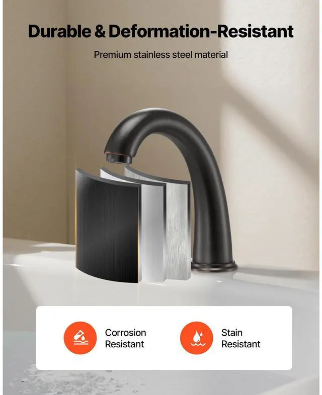 Alt view image 5 of 8 - VEVOR Roman Tub Faucet, 3 Hole Waterfall Bathtub Faucet, Gooseneck Bath Tubs Faucets Set with 2 Handles, Roman Tub Faucets Deck Mount for Pet Washing, Adult Bathing, Bronze, Temperature Control