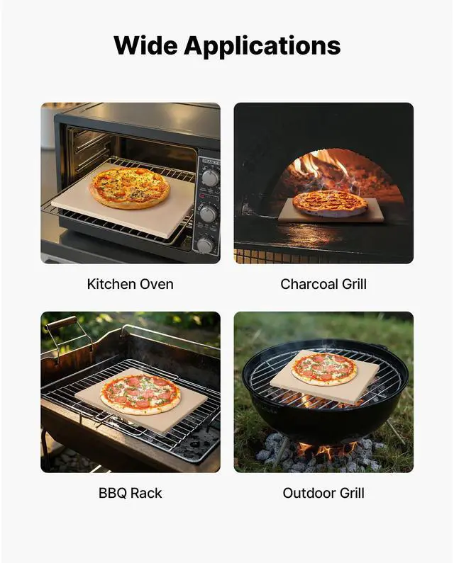 Alt view image 7 of 8 - VEVOR Pizza Stone, 15 x 12 in Rectangular Cordierite Pizza Stone, Extra Large Baking-Stone with Scraper, 0.6 in Thick Heat-Resistant Cordierite, for Kitchen Oven, Baking Bread & Pizzas, BBQ Grilling