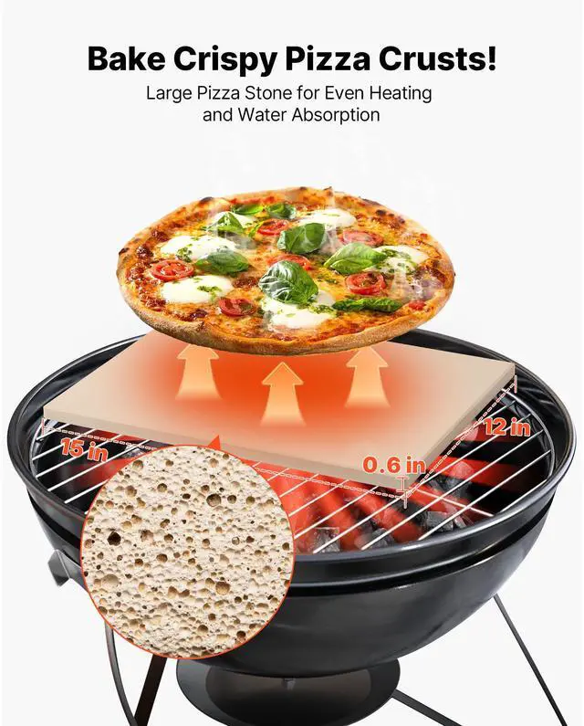 Alt view image 3 of 8 - VEVOR Pizza Stone, 15 x 12 in Rectangular Cordierite Pizza Stone, Extra Large Baking-Stone with Scraper, 0.6 in Thick Heat-Resistant Cordierite, for Kitchen Oven, Baking Bread & Pizzas, BBQ Grilling