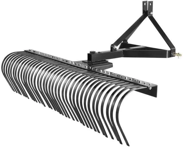 Alt view image 2 of 8 - VEVOR Tow Behind Dethatcher, 72-inch Tow Dethatcher with 36 Steel Tines, 3-Point Lawn Dethatcher Rake with Attachments for Tractor, Landscape Rake for Garden, Farm, Grass