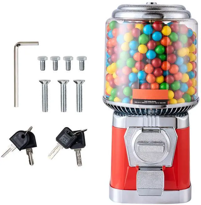 Alt view image 2 of 8 - VEVOR 16"H Gumball Machine Vending Coin Bank Vintage Candy Dispenser PC Red