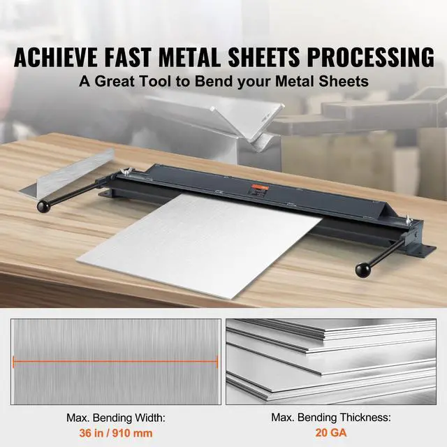 Alt view image 9 of 14 - VEVOR Box and Pan Brake, 36-Inch, 0-130 Degrees Sheet Metal Bending Brake, Portable Mini Metal Bender with 20 Gauge Low Carbon Steel 14 Gauge Aluminum Capacity Power Handle, for Metal Bending