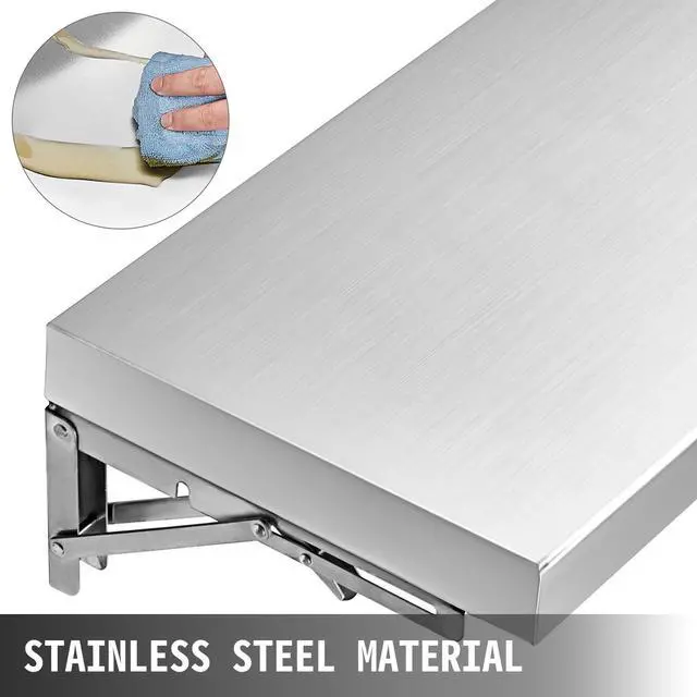 Alt view image 2 of 6 - 6 foot Shelf for Concession Window 70.9x11.4x1.8 Inch 201 Stainless Steel