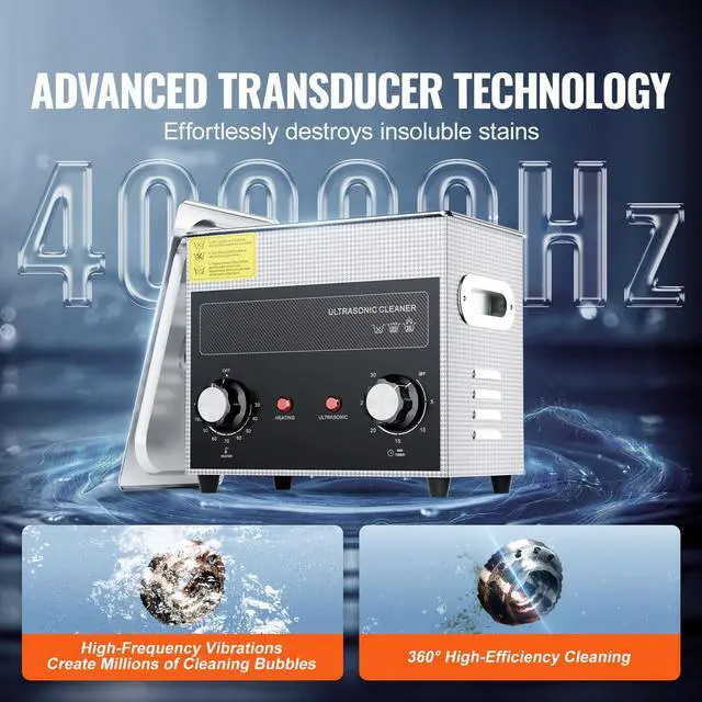 Alt view image 9 of 14 - VEVOR 3L Ultrasonic Cleaner with Heater and Timer, 150W Stainless Steel Ultrasonic Cleaner Machine with Degas & Gentle Modes, Ultrasonic Parts Cleaner with Knob Control for Jewelry Glasses Watch