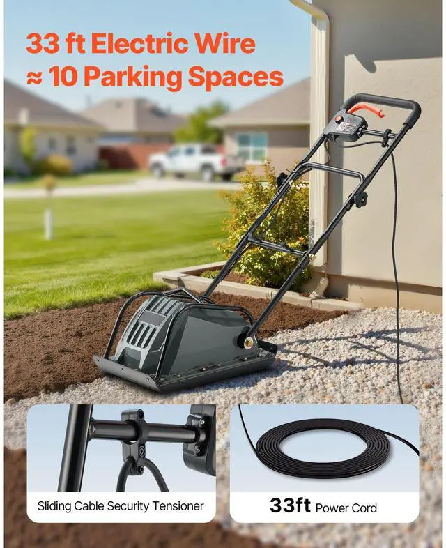 Alt view image 7 of 8 - VEVOR Plate Compactor, 130W Output Electric Ground Rammer, 5 kN Force, 3.9 in Depth, 16 m/min Speed, 3304 sq.ft/h Efficiency, Gas Powered Soil Compaction Machine for Driveway, Pavement, Landscaping