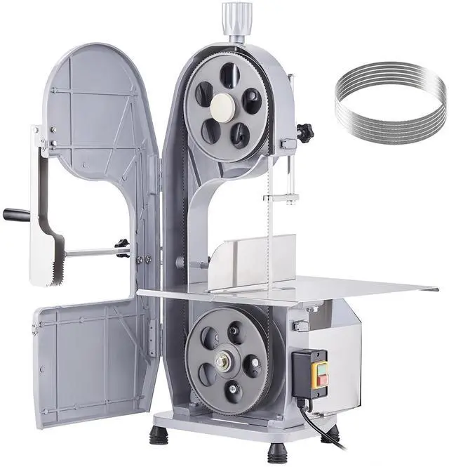 Alt view image 8 of 14 - VEVOR Commercial Electric Meat Bandsaw, 1100W Stainless Steel Countertop Bone Sawing Machine, Workbeach 19.3" x 15", 0.16-7.9 Inch Cutting Thickness, Frozen Meat Cutter with 6 Blades for Rib Pork Beef
