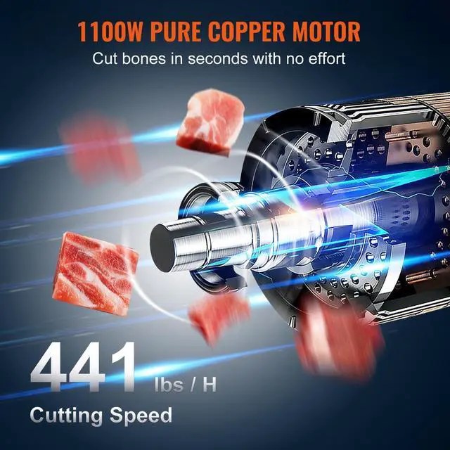 Alt view image 10 of 14 - VEVOR Commercial Electric Meat Bandsaw, 1100W Stainless Steel Countertop Bone Sawing Machine, Workbeach 19.3" x 15", 0.16-7.9 Inch Cutting Thickness, Frozen Meat Cutter with 6 Blades for Rib Pork Beef