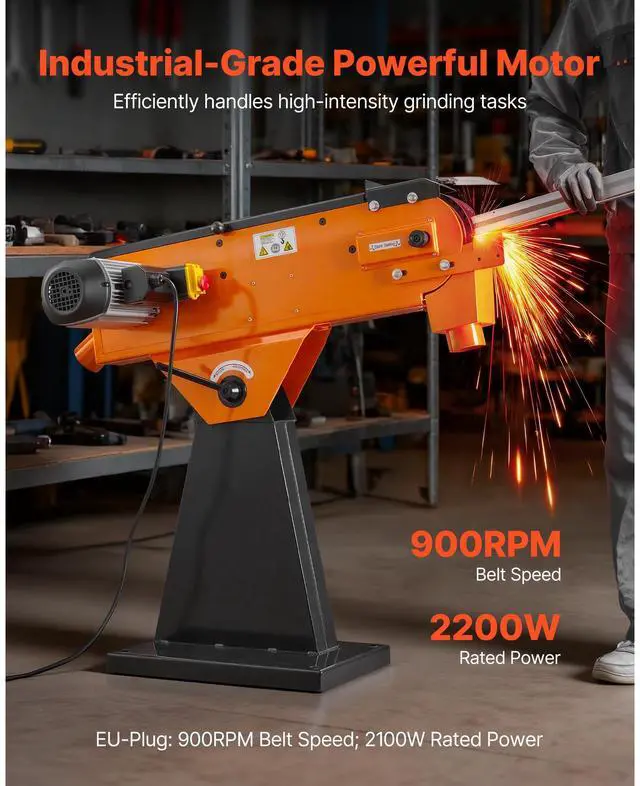 Alt view image 2 of 7 - 3" x 79" Belt Grinder Sander, 2200W 1000RPM Industrial-Grade Grinding Sanding Machine with 0° - 45° Adjustable Angle & Dust Collection Port for Professional Woodworking Metalworking, 230V
