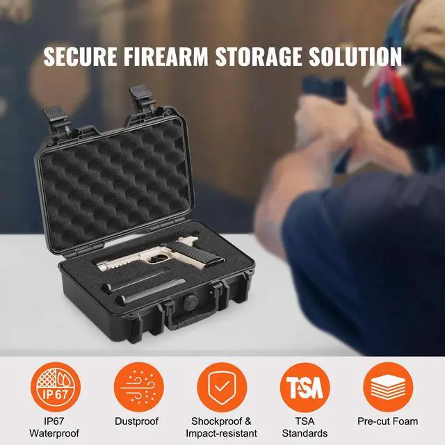 Alt view image 9 of 14 - VEVOR Hard Pistol Cases with Pre-cut PU Foam Lockable Pistol Case for 1 Pistol
