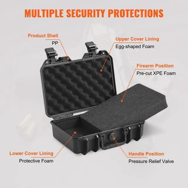 Alt view image 13 of 14 - VEVOR Hard Pistol Cases with Pre-cut PU Foam Lockable Pistol Case for 1 Pistol