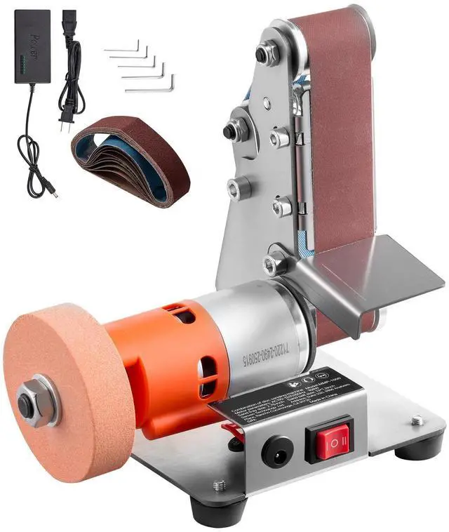 Main image of 3-in-1 Mini Belt Sander, 13" x 1.2" Sanding Belt, 2.75" Grinding & Polishing Wheel Combo, 7-Speed Adjustable with Forward/Reverse Control for Woodworking, Jewelry Making, Knife Sharpening