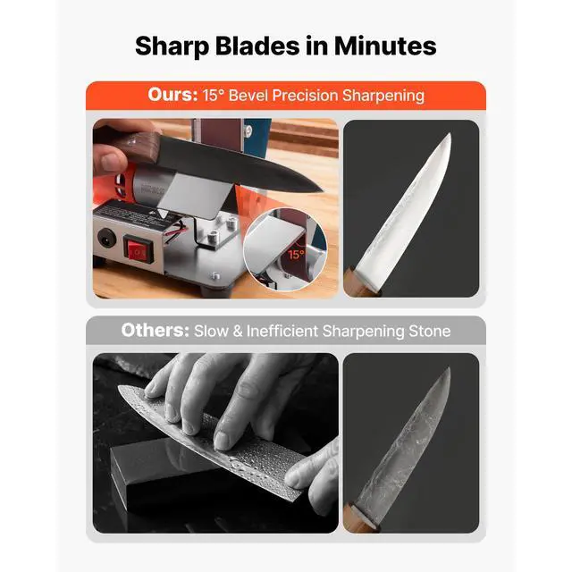 Alt view image 4 of 7 - 3-in-1 Mini Belt Sander, 13" x 1.2" Sanding Belt, 2.75" Grinding & Polishing Wheel Combo, 7-Speed Adjustable with Forward/Reverse Control for Woodworking, Jewelry Making, Knife Sharpening