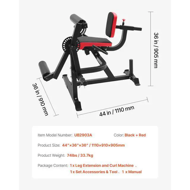 Alt view image 14 of 14 - VEVOR Leg Extension and Curl Machine Lower Body Special Leg Exercise Bench Adjustable
