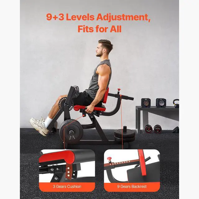 Alt view image 12 of 14 - VEVOR Leg Extension and Curl Machine Lower Body Special Leg Exercise Bench Adjustable
