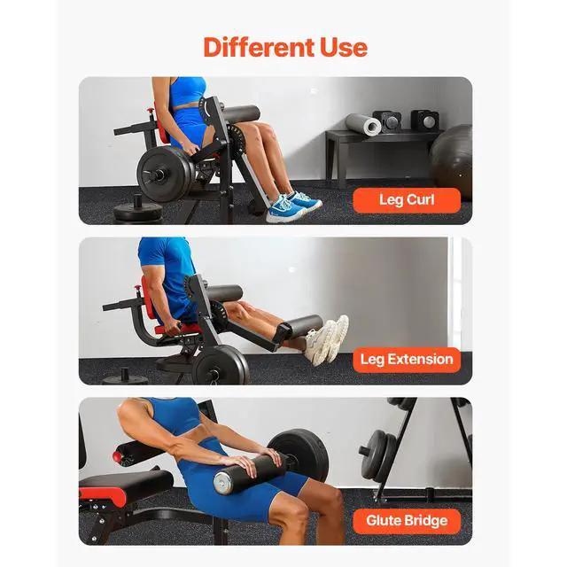 Alt view image 13 of 14 - VEVOR Leg Extension and Curl Machine Lower Body Special Leg Exercise Bench Adjustable