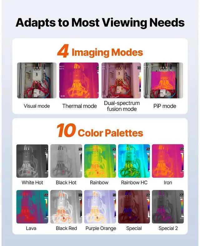Alt view image 6 of 7 - Thermal Camera, 384 x 288 IR Resolution, Handheld Thermal Imaging Camera with 5MP Visual Camera, 30HZ Refresh Rate Infrared Imager with 3.5-Inch Touch Screen, -4°F to 1022°F, WIFI Supported