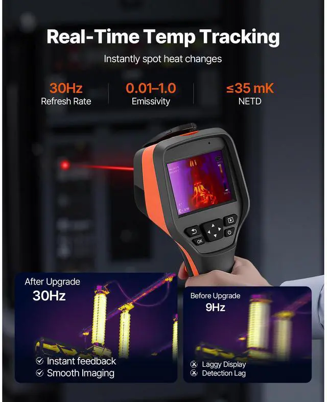 Alt view image 4 of 7 - Thermal Camera, 384 x 288 IR Resolution, Handheld Thermal Imaging Camera with 5MP Visual Camera, 30HZ Refresh Rate Infrared Imager with 3.5-Inch Touch Screen, -4°F to 1022°F, WIFI Supported