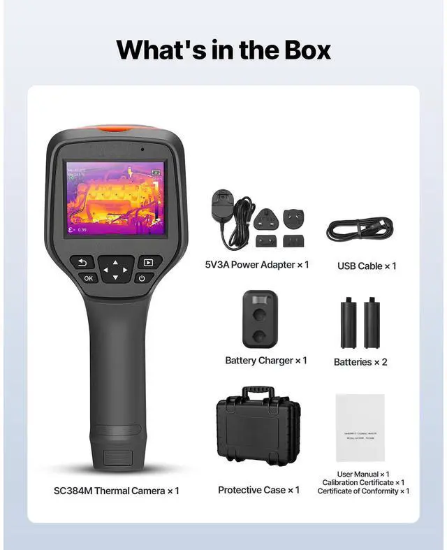 Alt view image 7 of 7 - Thermal Camera, 384 x 288 IR Resolution, Handheld Thermal Imaging Camera with 5MP Visual Camera, 30HZ Refresh Rate Infrared Imager with 3.5-Inch Touch Screen, -4°F to 1022°F, WIFI Supported