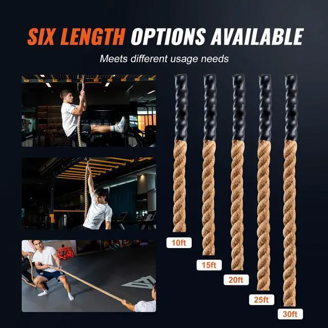 Alt view image 7 of 8 - VEVOR Gym Climbing Rope, 1.5" Diameter 30 ft Length Gym Fitness Training Rope, Gym Exercise Workout Rope for Adults, Climbing Rope for Fitness and Strength Training, Climbing Exercise, Home Workout