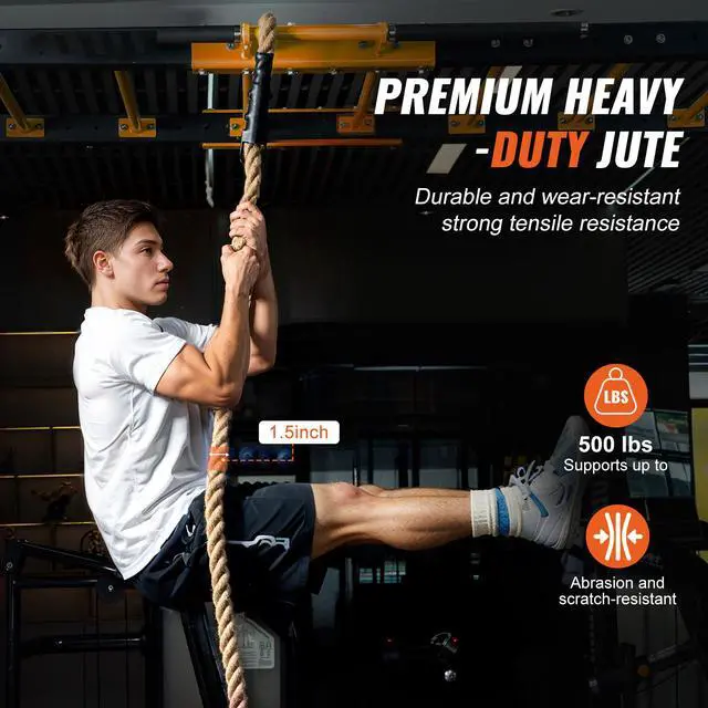 Alt view image 3 of 8 - VEVOR Gym Climbing Rope, 1.5" Diameter 30 ft Length Gym Fitness Training Rope, Gym Exercise Workout Rope for Adults, Climbing Rope for Fitness and Strength Training, Climbing Exercise, Home Workout