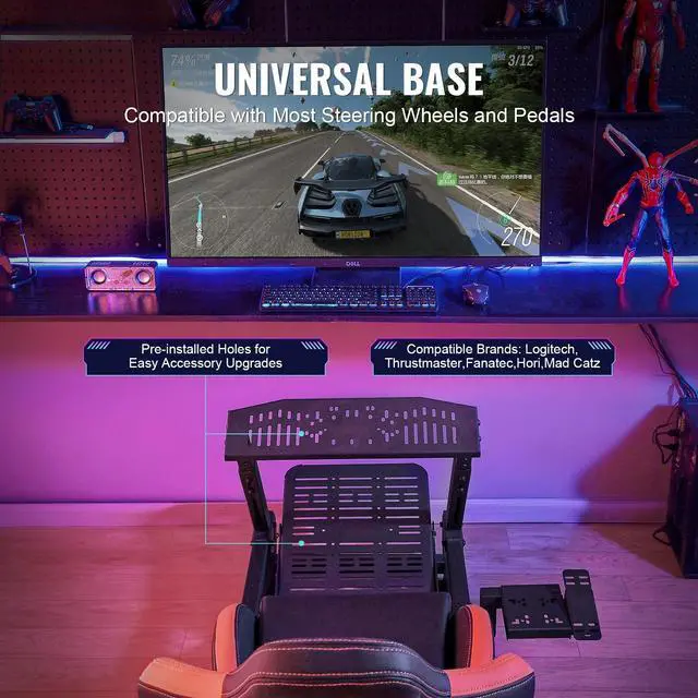 Alt view image 9 of 14 - VEVOR  Heavy Duty Racing Wheel Stand for Logitech G923/G920/G29 Max Load 330LBS