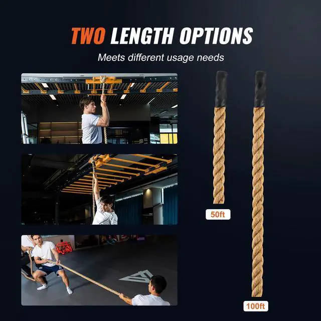 Alt view image 7 of 8 - VEVOR 1"x100FT Gym Climbing Rope Fitness Strength Training Rope Home Exercise