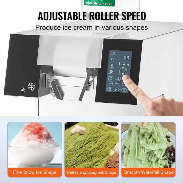 Alt view image 3 of 7 - Commercial Snowflake Ice Machine, 397LBS/24H Snowflake Ice Maker, Stainless Steel Ice Shaver Machine, Electric Snow Cone Maker, Liquid Cooling System for Rapid Heat Dissipation, Ice Cream