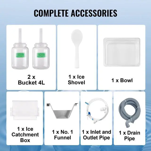 Alt view image 6 of 7 - Commercial Snowflake Ice Machine, 397LBS/24H Snowflake Ice Maker, Stainless Steel Ice Shaver Machine, Electric Snow Cone Maker, Liquid Cooling System for Rapid Heat Dissipation, Ice Cream