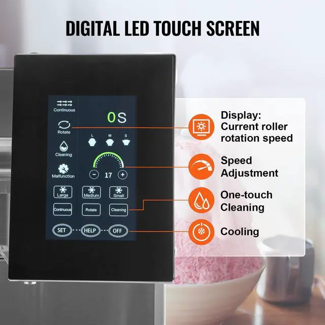 Alt view image 4 of 7 - Commercial Snowflake Ice Machine, 397LBS/24H Snowflake Ice Maker, Stainless Steel Ice Shaver Machine, Electric Snow Cone Maker, Liquid Cooling System for Rapid Heat Dissipation, Ice Cream